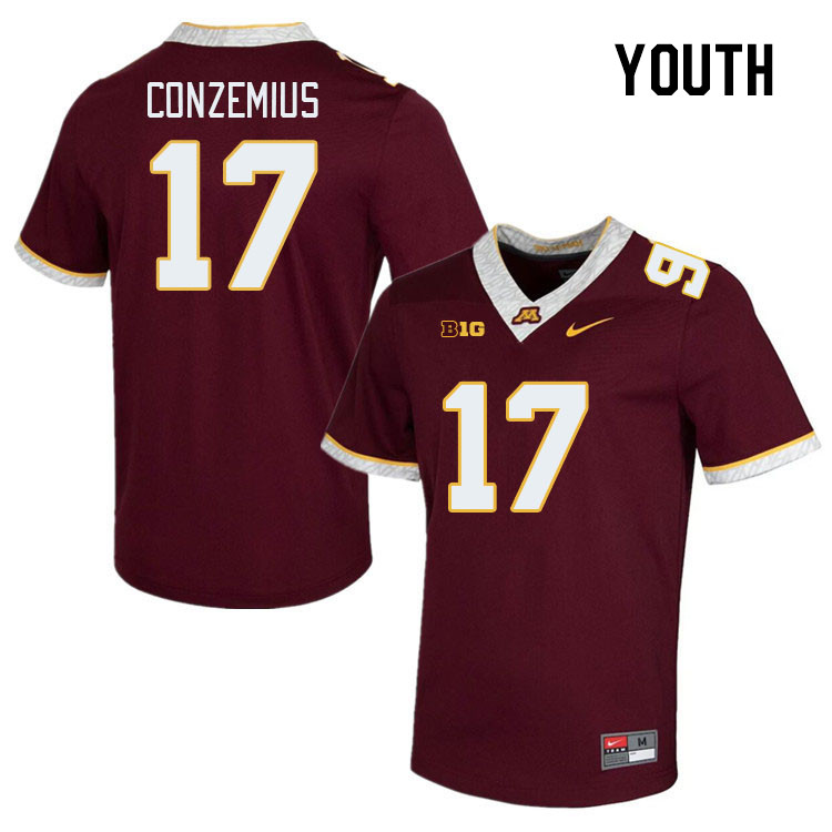 Youth #17 Cade Conzemius Minnesota Golden Gophers College Football Jerseys Stitched-Maroon